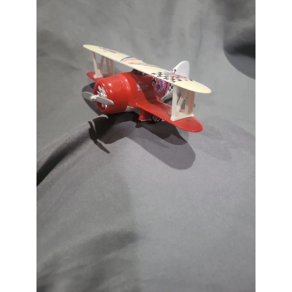 Toysmith Plane John American Biplane Pull Back Release Toy Die Cast & Plastic